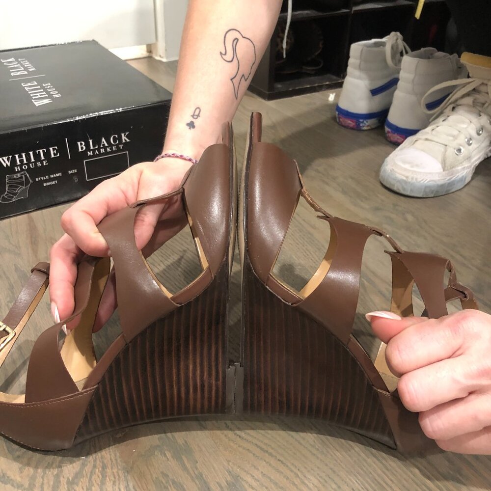 White House Black Market - Briget Wedge Heels - Sizing is 8.5 Right and 9 Left - Picture 2 of 6
